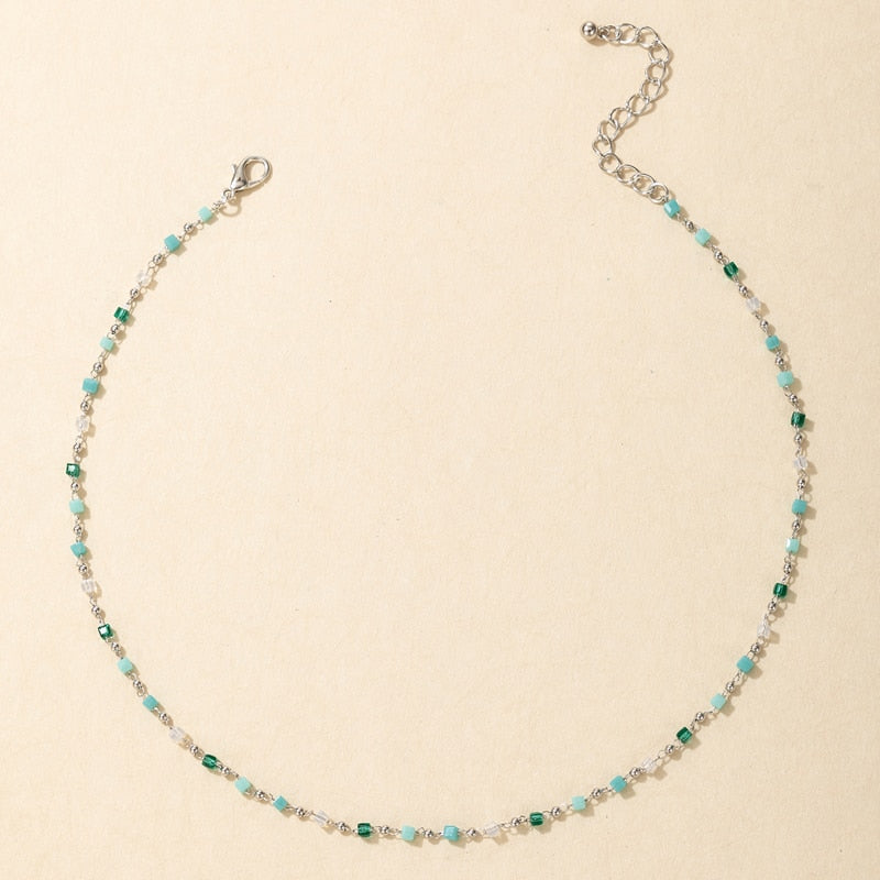 Colorful Bead Chain Choker Necklace