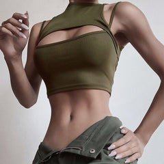 2022 Sexy Hollow Out Crop Top Women Summer Fashion Sexy Casual Sleeveless Short Tee Shirt Crop Top Vest Strap Tank Top Blouse