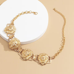 Hip Hop Heavy Metal Mens Necklace Lion Head Pendant Geometric Chain Necklaces for Women Party Choker Birthday Punk Rock Jewelry