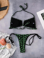Weed print bikini set