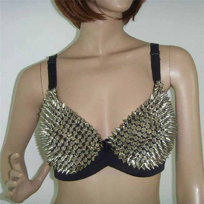 Push Up Bra With Rivet Gold Silver Rock Backless