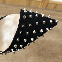 Full Spikes Rivets Women Pointy Toe Stiletto Pumps Faux Suede