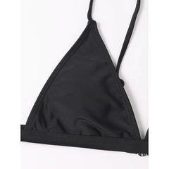 bikini Solid swimwear female String knot 3 pieces set