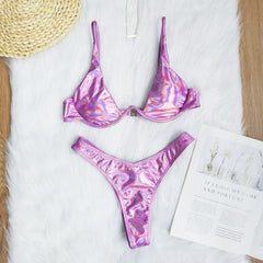 Neon Gradient Blue Push Up Underwire Bikini
