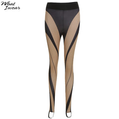 Whatiwear Y2K Women High Waist Patchwork Casual Skinny Stretch Trousers 2021 New Fashion Club Streetwear Female Leggings Pant