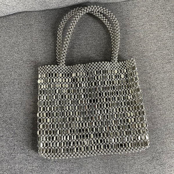 Silver star seed Beaded Bag