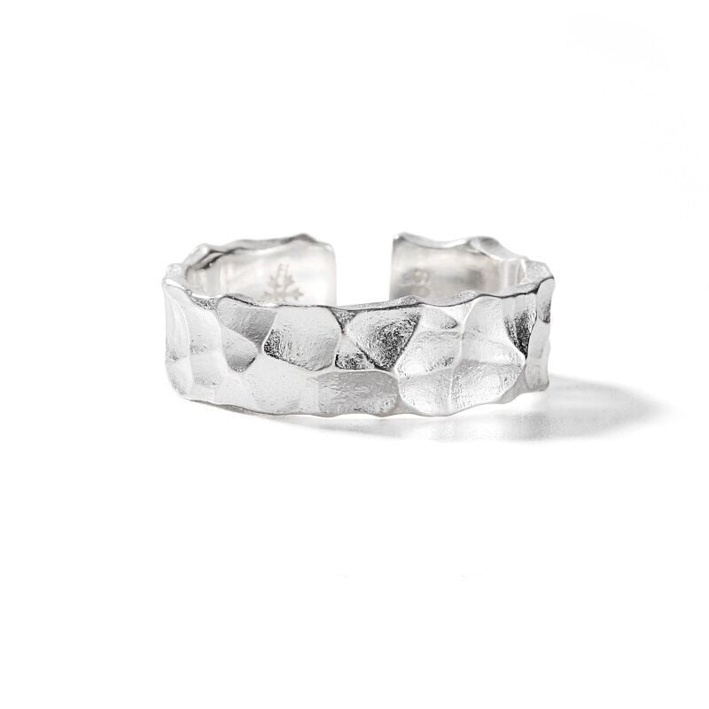 YIZIZAI Hot Vintage Stone Texture Couple Rings Women Tibetan Silver Black Ring For Cool Men Jewelry Punk Jewellry Gift Wholesale Secondary image