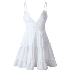 White Lace Halter Dress mini dress