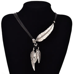 SUMENG Hot Sale New Fashion Bohemian Women Girl Alloy Feather Antique Vintage Time Necklace Sweater Chain Pendant Jewelry Gifts