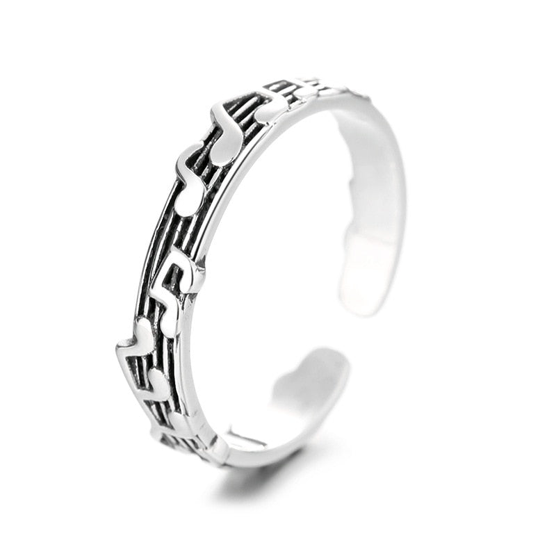 Alloy Retro Five-line Sheet Music Simple Note Opening Adjustable Ring Main image
