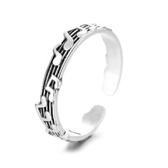 Alloy Retro Five-line Sheet Music Simple Note Opening Adjustable Ring
