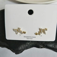 Zeojrlly Geometric Metal Women Classic Stud Earrings Korean Simple Lightning Love Earrings Simple Cute Jewelry