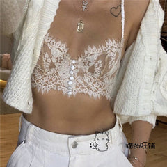 White Lace Bralette Sexy Backless Crop Top