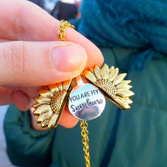 You Are My Sunshine Open Locket Sunflower Pendant Necklace  Boho Jewelry Friendship Gifts Bff Letter Necklace Collier