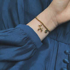 Bracelets Cute Style Balloon Dog Elastic Bracelet Good Luck Round Bead Puppy Bracelet For Women