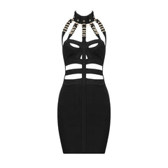 Women Summer Fashion Sexy Hollow Out Eyelet Sequined Cut Out Black Red White Bandage Dress 2021 Elegant Evening Party Dress