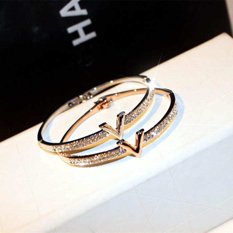 Simple Micro Inlaid Diamond Word Bracelets