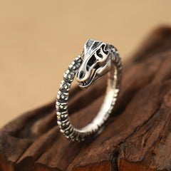 Retro Punk Domineering Metal Dinosaur Skeleton Open Rings for Men Cool Rock Street Party Biker Jewelry Birthday Gift