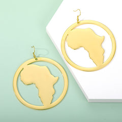 African Map Earring Stud Earrings For Women Gold Color Big Earrings Stainless Steel Fashion Jewelry African Ethnic Gifts