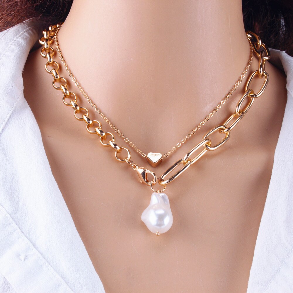 Giselle Layered Pearl Chain Necklace