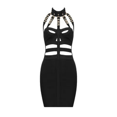 Women Summer Fashion Sexy Hollow Out Eyelet Sequined Cut Out Black Red White Bandage Dress 2021 Elegant Evening Party Dress