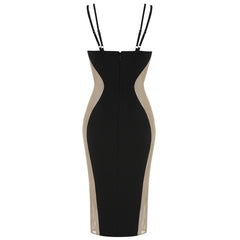 Arvani Black midi Bandage Dress Bodycon