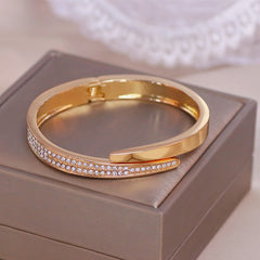 Trendy Geometry Round Bracelets &amp; Bangles For Women Charm Crystal Cuff Bracelet Rose Gold Color Bangles Female Jewelry Accessory