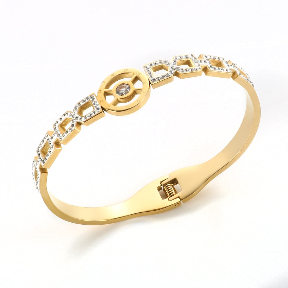 Luxury Geometric White Clay Shiny CZ Crystal Bracelets