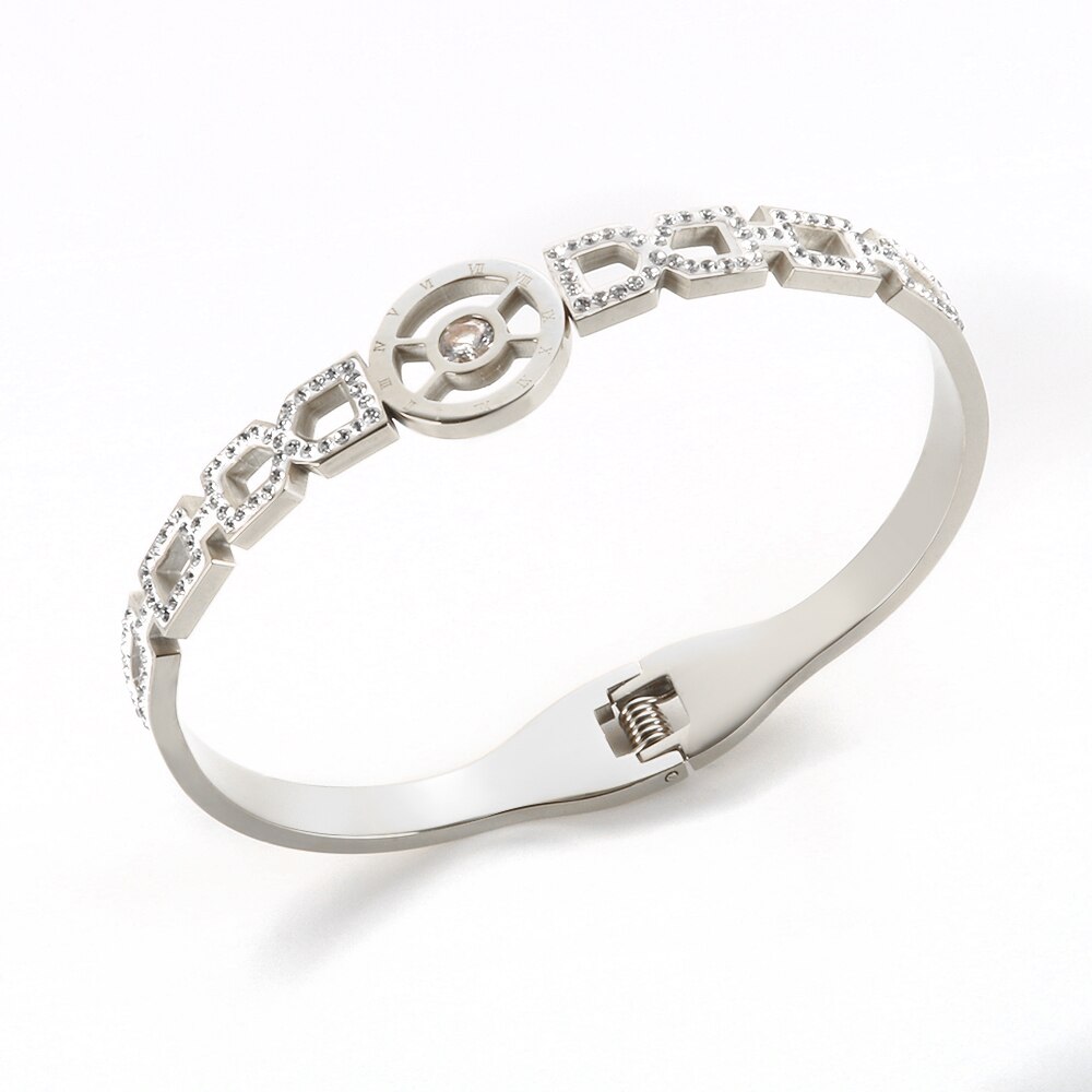 Luxury Geometric White Clay Shiny CZ Crystal Bracelets