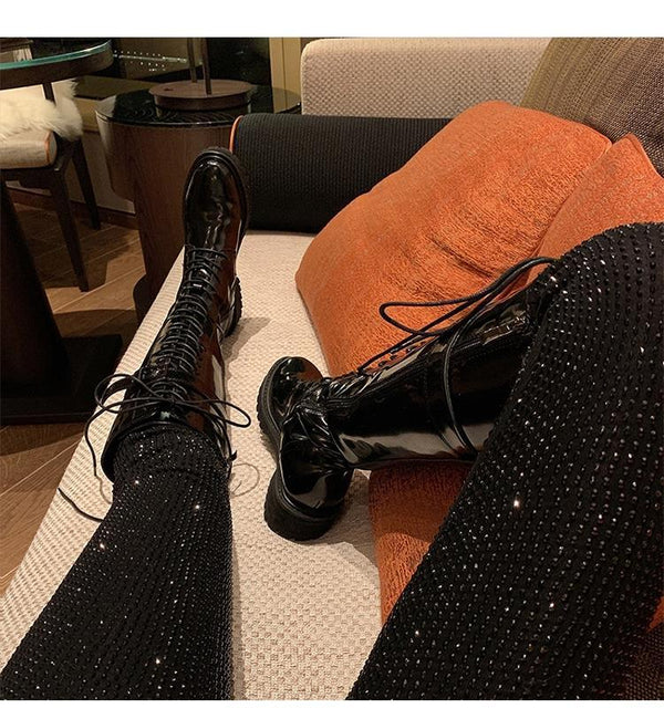 Rhinestone Trousers Women Pants
