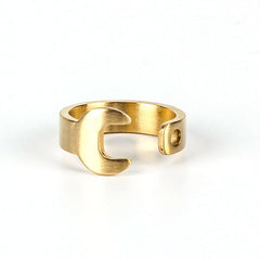 Punk Gothic Wrench Open Ring in Black Stainless Steel
