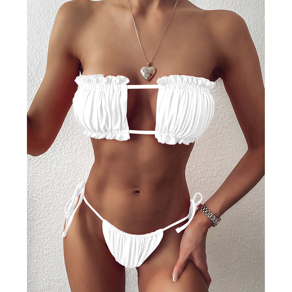 Cleo Pleated Bandeau Bikini Set Two-piece