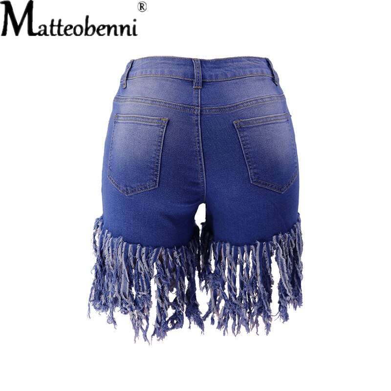 Sierra High-Waist Fringed Denim Shorts Apparel One-piece