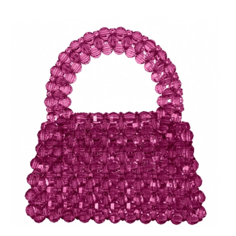 Pearl Bead Clear Bags Designer Brand Clear Acrylic Box Totes Handbag Women Orange Handbags for Women Party Small Bucket Purse