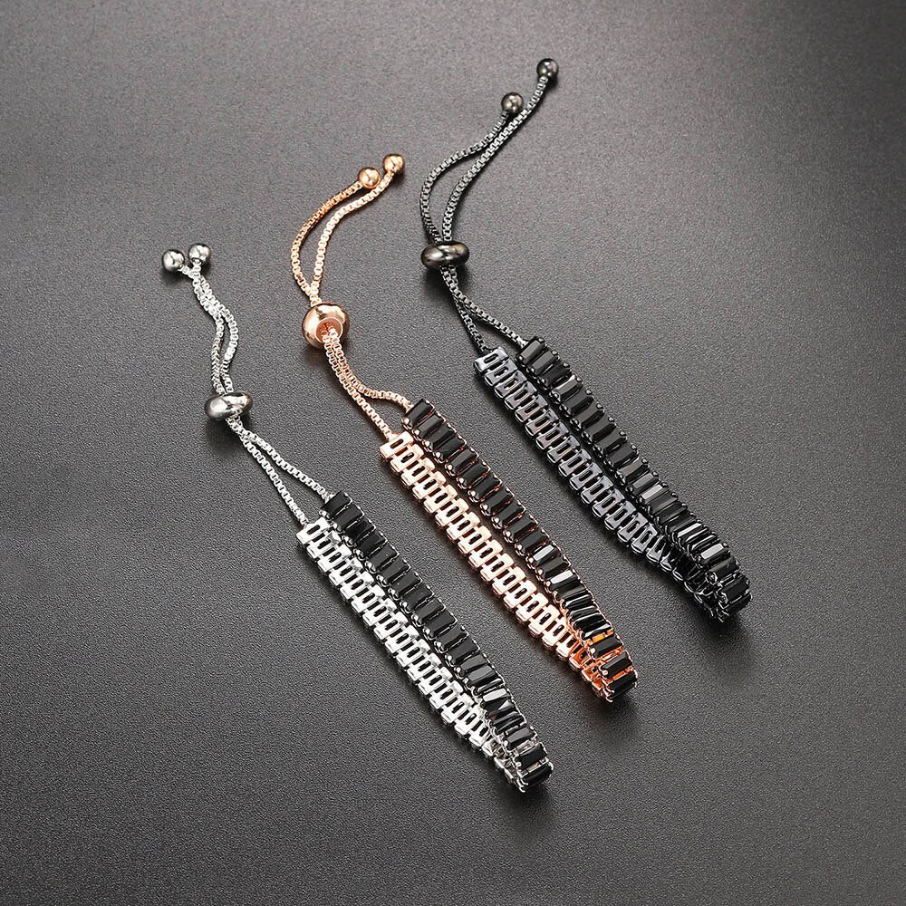 Noire Black Crystal Adjustable Bangle Collection