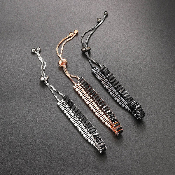 Noire Black Crystal Adjustable Bangle Collection