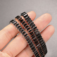 Unique Black Crystal Bangle Rose Gold Color Adjustable Bracelets