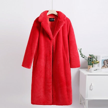 Aurelia Longline Faux-Fur Belted Coat One-piece