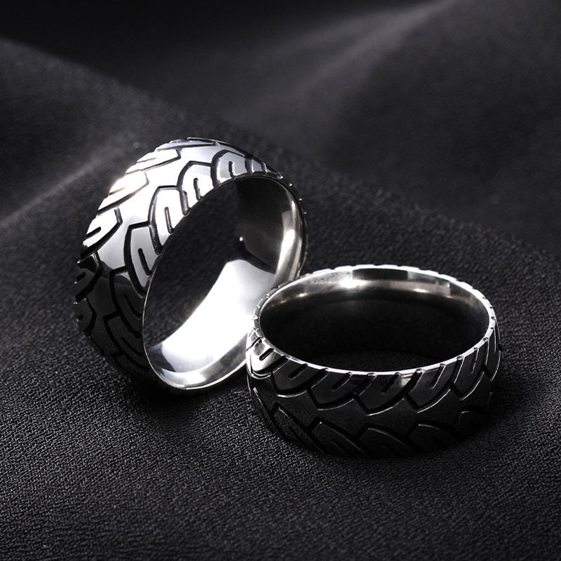 Vintage Car Tire Pattern Ring - Made of 316 Stainless Steel