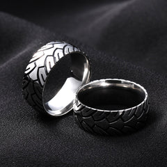 Vintage Car Tire Pattern Ring - Made of 316 Stainless Steel