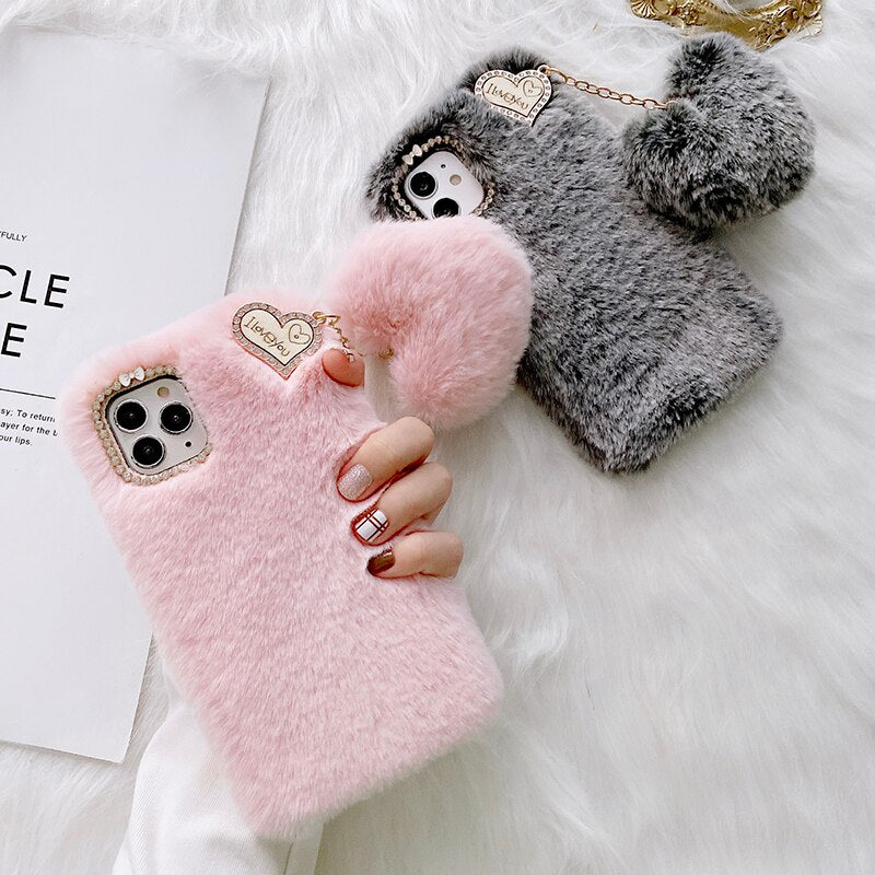 Amorette Plush Heart Pendant iPhone Case