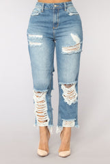 Fashion Denim Flare Pants Women High Waist Retro Ripped Jeans Wide Leg Trousers Lady Casual Bell-Bottoms Flare Pant Tassel Jeans