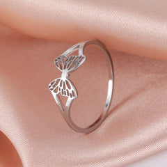 Skyrim Stainless Steel Cutout Butterfly Rings Women Minimalist Ring Female Jewelry Party Birthday Wedding Gifts Wholesale 2023