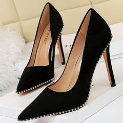 Rivet Pumps High Heels Stiletto Pu Leather Heels