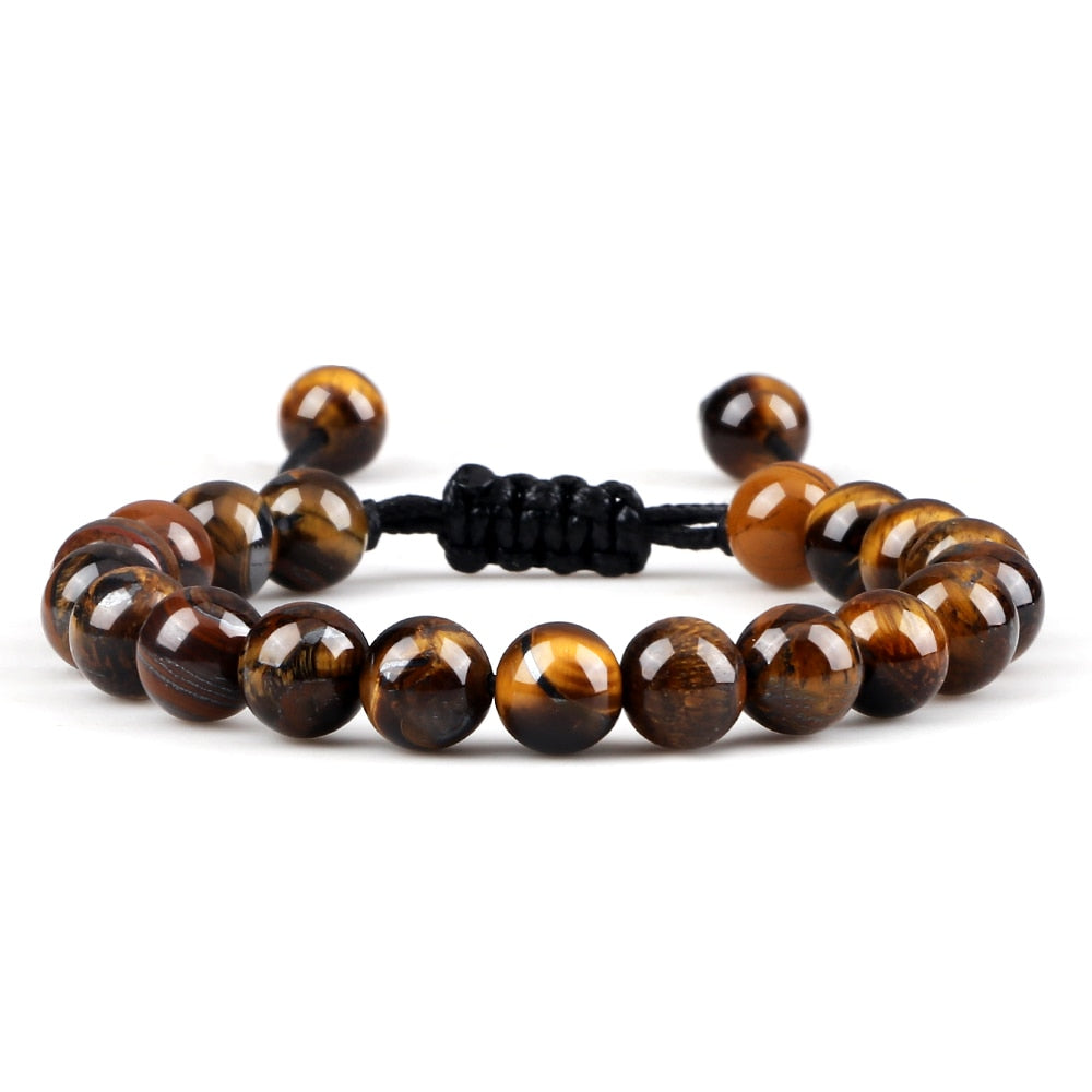 Natural Tiger Eye Stone Bracelet 4 6 8mm Round Beads Braided Secondary image