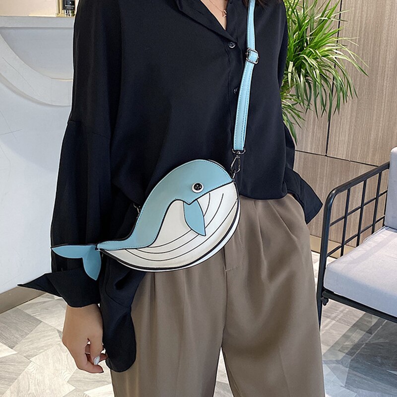 Cute Small Whale Women&#39;s Shoulder Bag Lovely Animal Shaped Phone Purse Crossbody Bags Lady Designer PU Leather Bags for Women