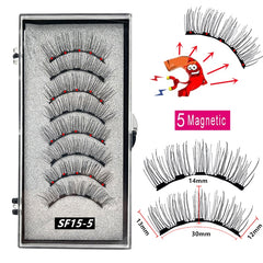 2 Pairs 3D Natural Magnetic Eyelashes ,With 5 Magnetic Lashes Handmade Reusable Magnetic False Eyelashes