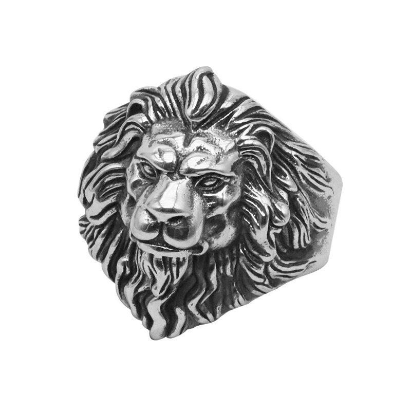 Retro Lion Domineering Ring Prairie King Men's Alloy Ring Exaggerated Ring Jewelry Gift Adjustable Opening