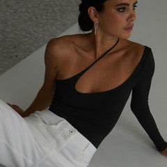 Irregular Straps one sleeve Cropped Top