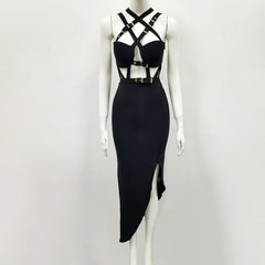 Sexy Bandage Dress Women 2022 New Elegant Spaghetti Strap Black Bodycon Dress Casual Party Dress Vestidos